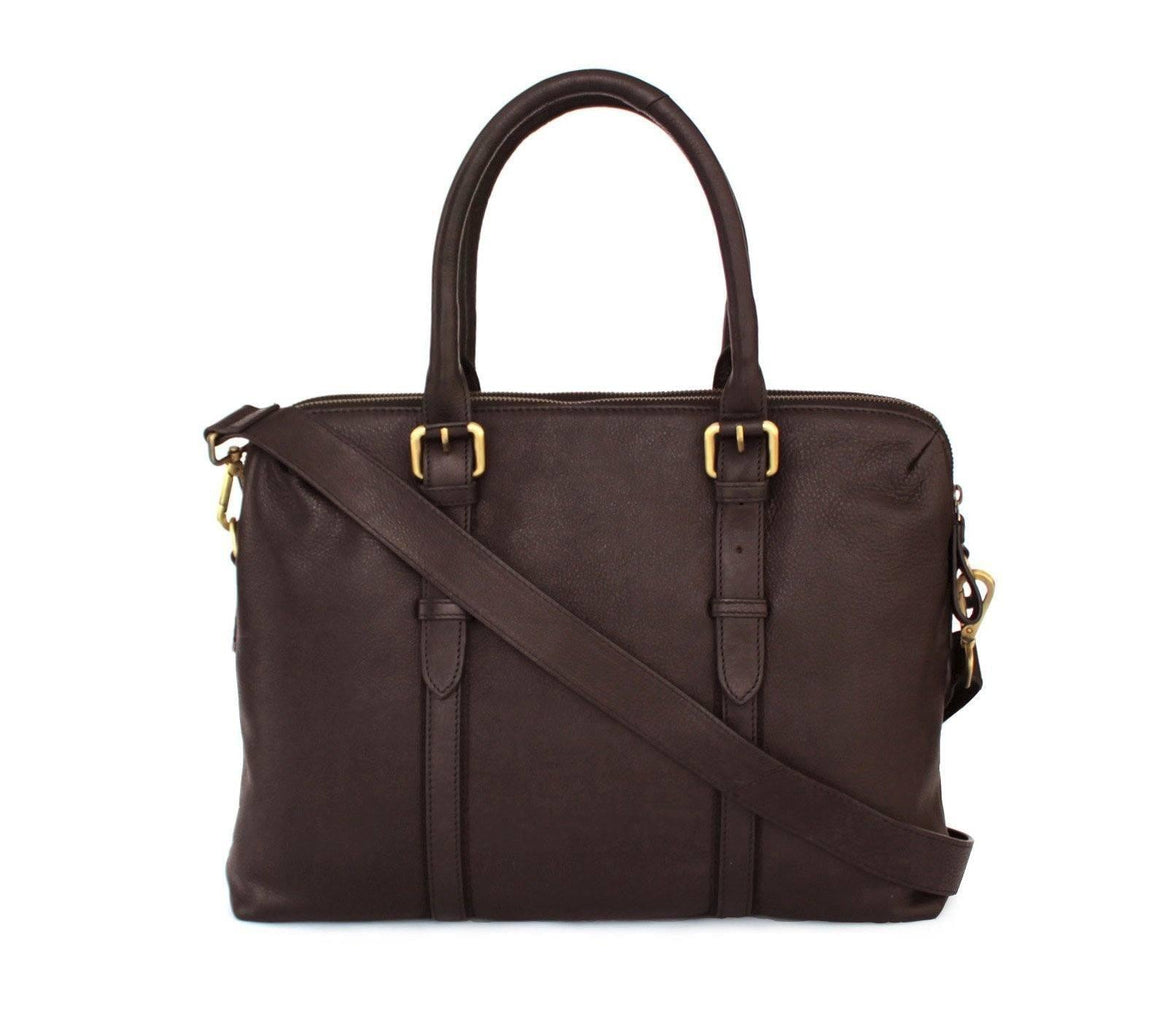 Billingham Thomas Briefcase & Laptop Bag - Navy Canvas / Chocolate Leather  – Billingham Bags